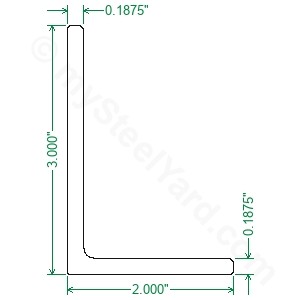 3 Inch x 3 Inch Leg Length RMP Hot Roll Steel Structural Angle A36 1/4 Inch Wall Rounded Corners 36 Inch Length 