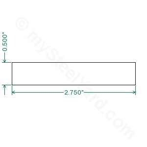 Cold Rolled 1018 Steel Flat Bar - 1/2 x 2-3/4