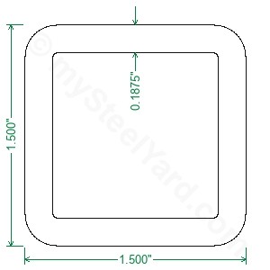 A500 Steel Square Tubing - 1-1/2 x 1-1/2 x 3/16