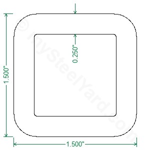A500 Steel Square Tubing - 1-1/2 x 1-1/2 x 1/4