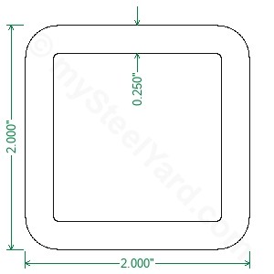 A500 Steel Square Tubing - 2 x 2 x 1/4