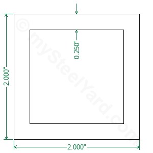 6063-T52 Aluminum Square Tubing - 2 x 2 x 1/4