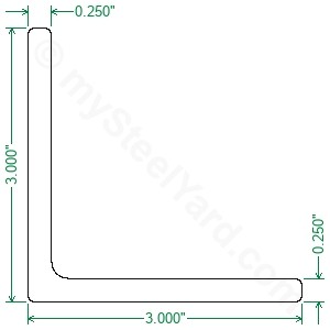 6061-T6 Aluminum Angle - 3 x 3 x 1/4