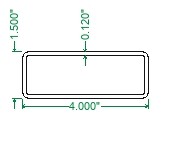 A500 Steel Rectangular Tubing - 4 x 1-1/2 x 11 Gauge