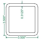 A500 Steel Square Tubing - 3-1/2 x 3-1/2 x 5/16