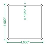 A500 Steel Square Tubing - 4 x 4 x 3/16