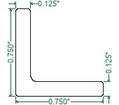 6061-T6 Aluminum Angle - 3/4 x 3/4 x 1/8