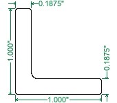 6061-T6 Aluminum Angle - 1 x 1 x 3/16