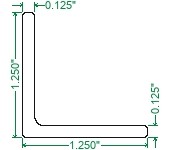 6061-T6 Aluminum Angle - 1-1/4 x 1-1/4 x 1/8