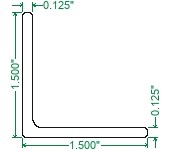 6061-T6 Aluminum Angle - 1-1/2 x 1-1/2 x 1/8